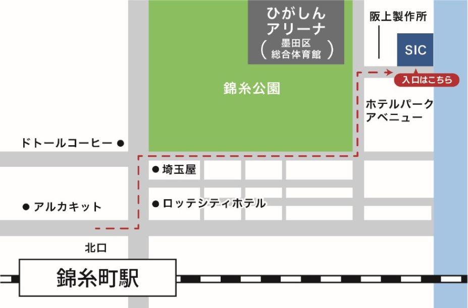 墨田区産業共創施設SUMIDA INNOVATION CORE(SIC)の地図